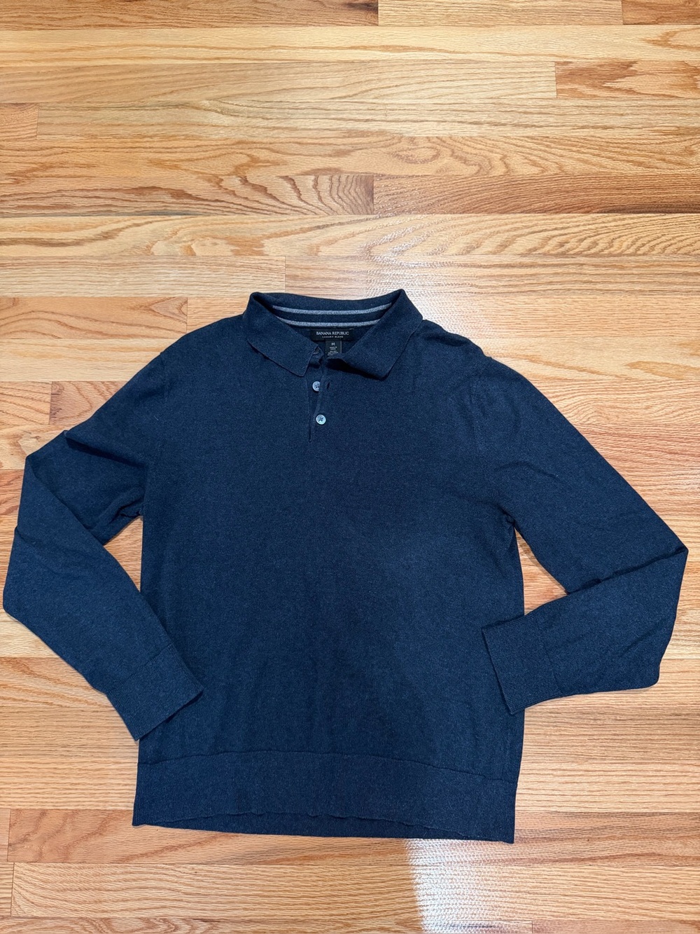 Banana Republic Luxury Blend Navy Silk Cashmere Polo Sweater Men’s M